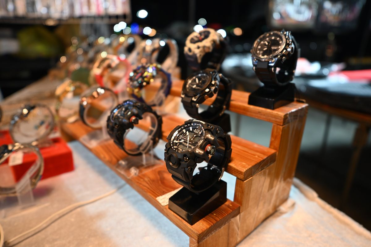 Fine wristwatches on display